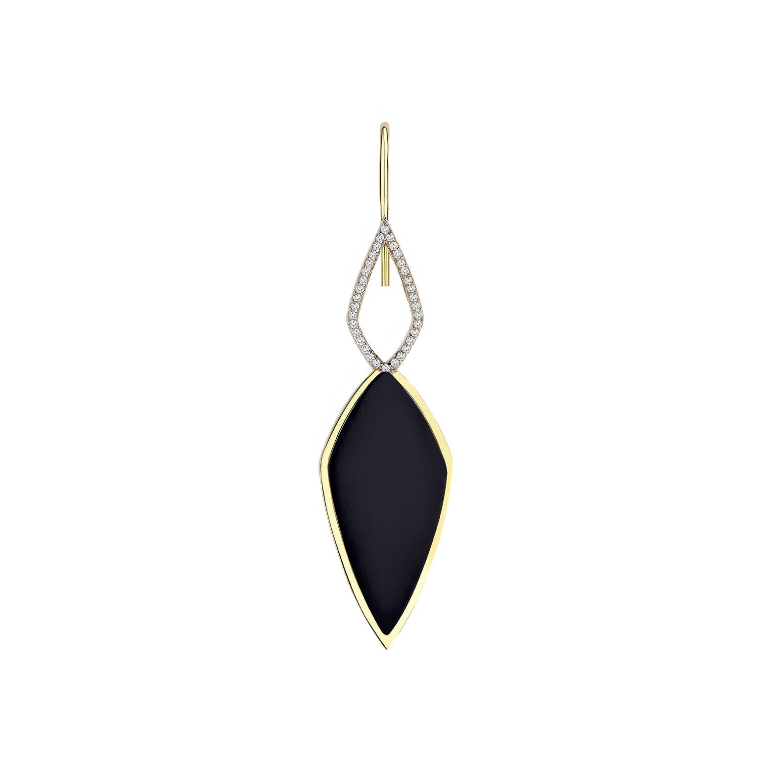 Infinity Black Onyx Yellow Gold Earrings